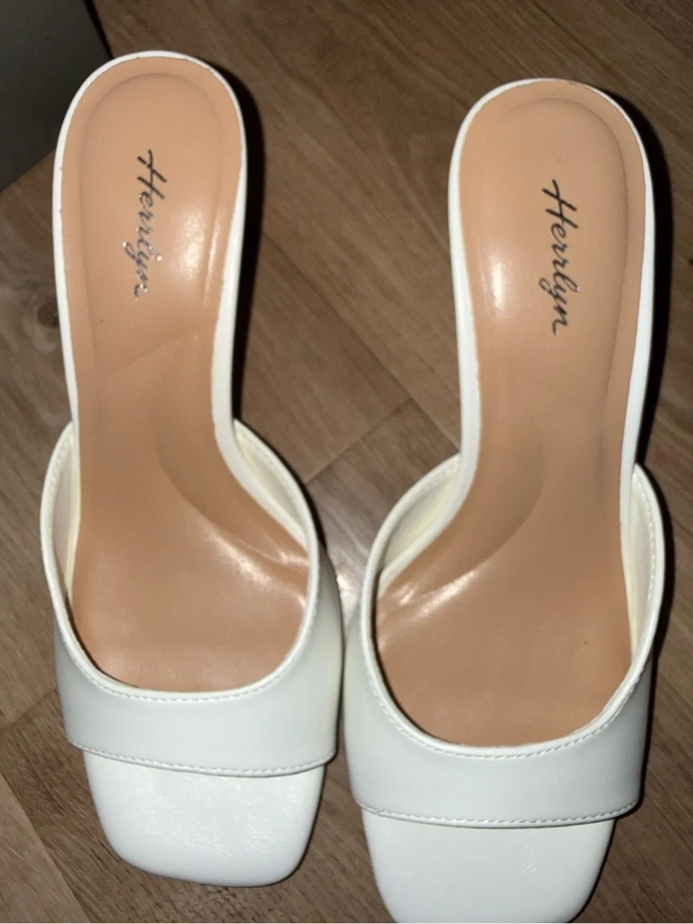 Brand new white slip on heels